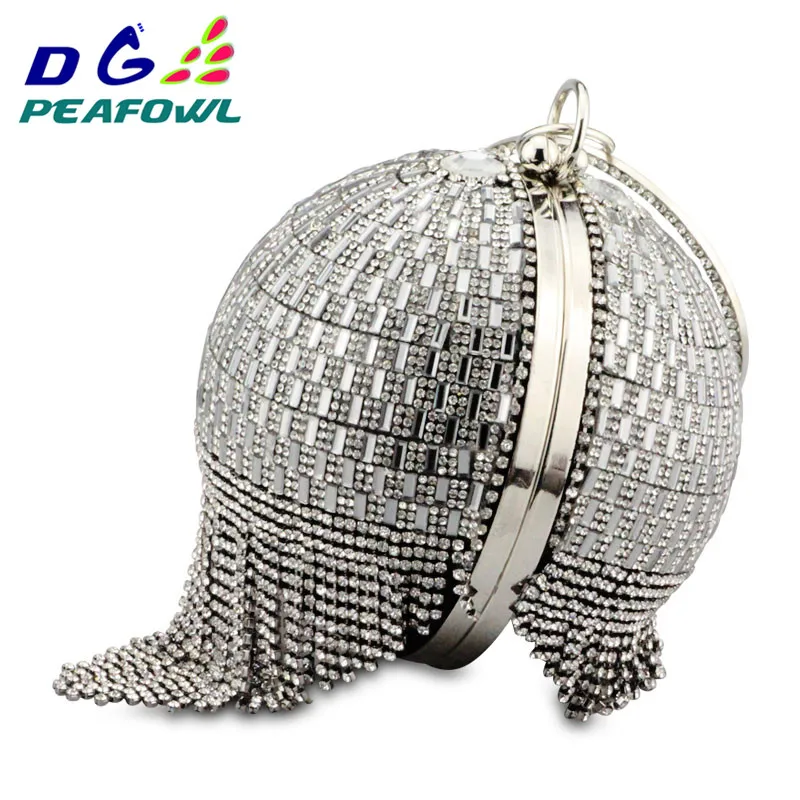 Wedding Bridal Shoulder Handbag Wristlets Clutch Purse Luxury Golden Diamond Tassel Women Party Metal Chain Crystal Evening Bags