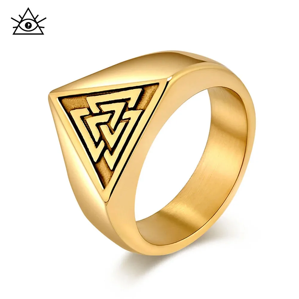 Nordic Germanic Viking Valknut Titanium Steel Ring Complex Triangle Knot Bracelet