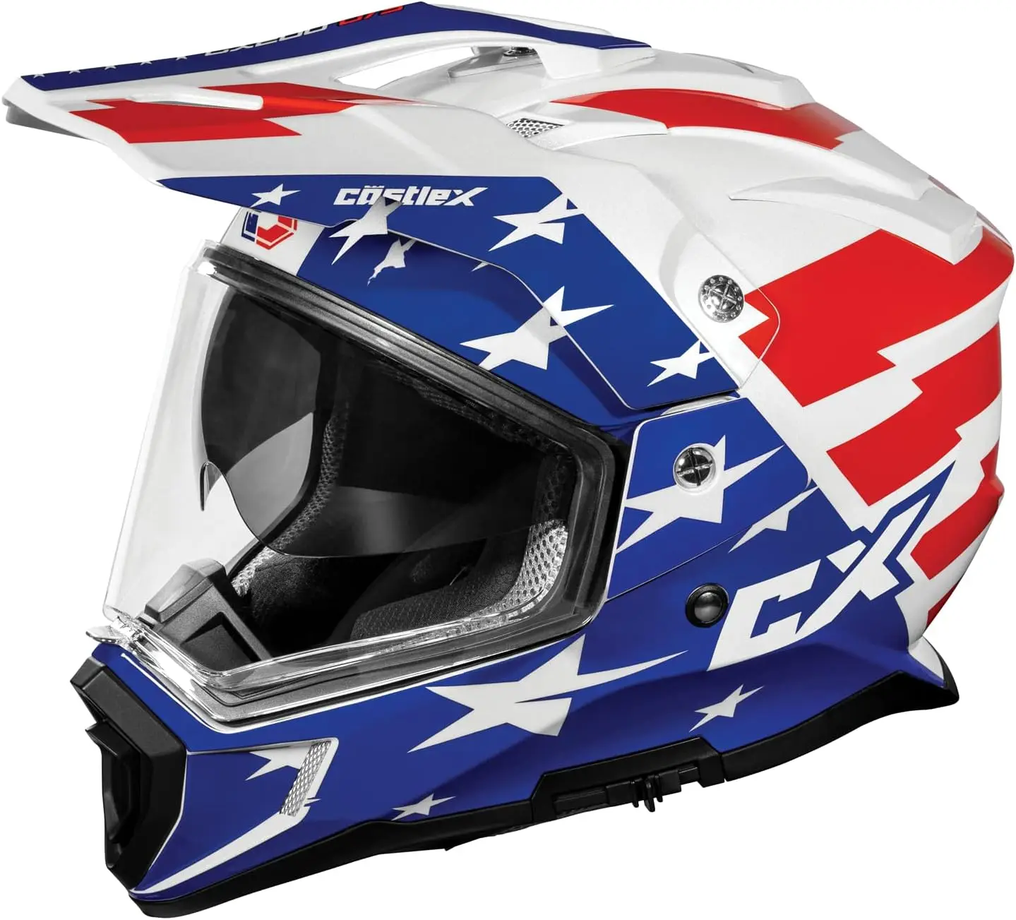 

CX200 Liberty Dual Sport Helmet in Gloss Red/White/Blue, Size X-Large