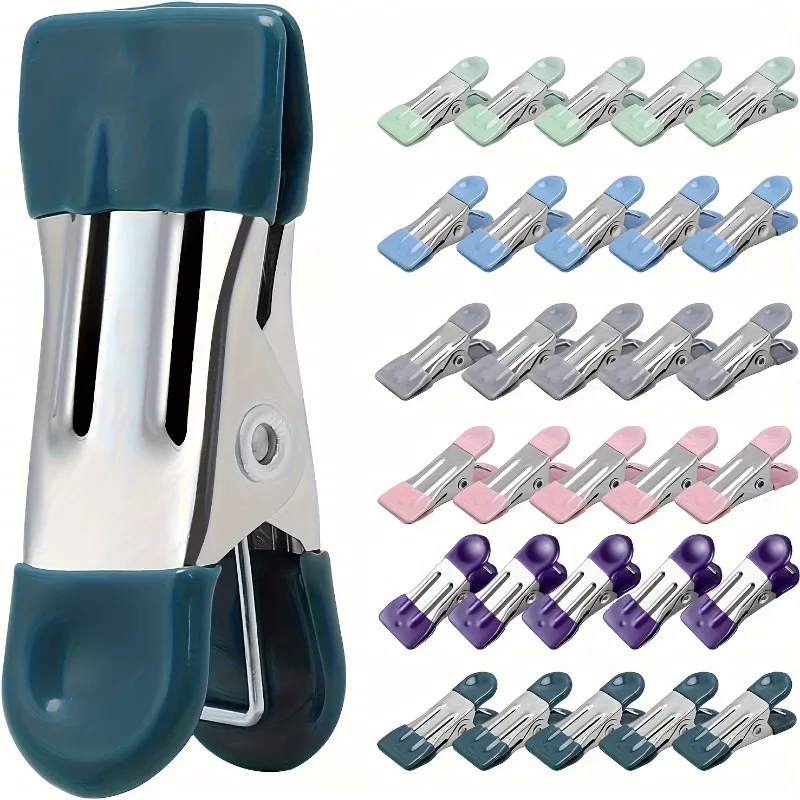 30Pc Sealing clip with Rubber Grip, Multipurpose Chip Clips for Laundry, Photos, Food Bags - Assorted Colors