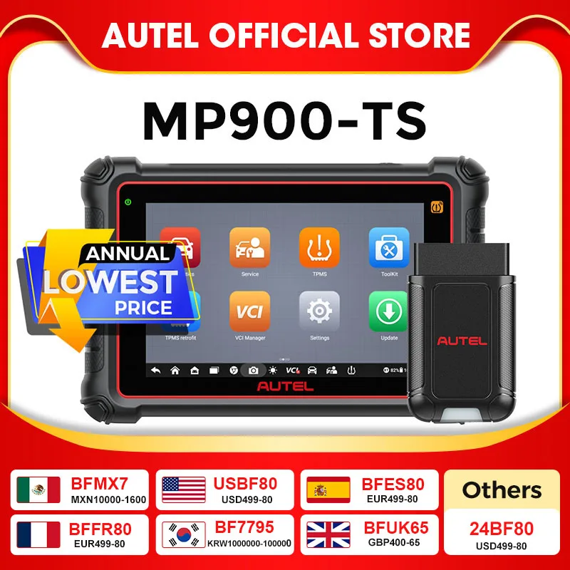 Autel MaxiPRO MP900TS Auto TPMS Diagnostic Tools MP900-TS automobile OBD2 Scanner CAN-FD&DOIP ECU Coding Upgrade of MS906TS