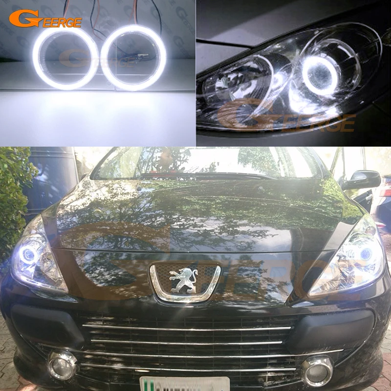 For Peugeot 307 T6 2005 2006 2007 2008 2009 Excellent Ultra Bright COB Led Angel Eyes Kit Halo Rings Day Light