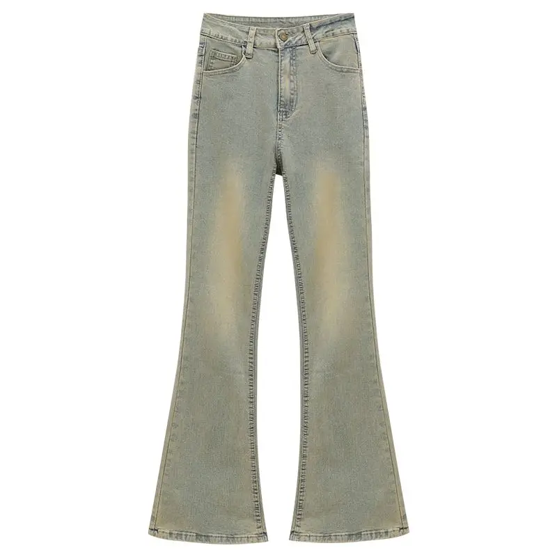 

High Waist Flared Jeans Women's Spring Autumn plus Size Slimming Floor Length Pants Butt Lifting Light Blue Micro Flared Jeans