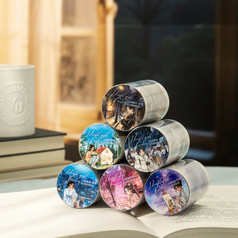 

10pcs/1lot Decorative Adhesive Tapes Moonlight Curtain Junk Journal DIY Paper Japanese Masking Scrapbooking Stickers