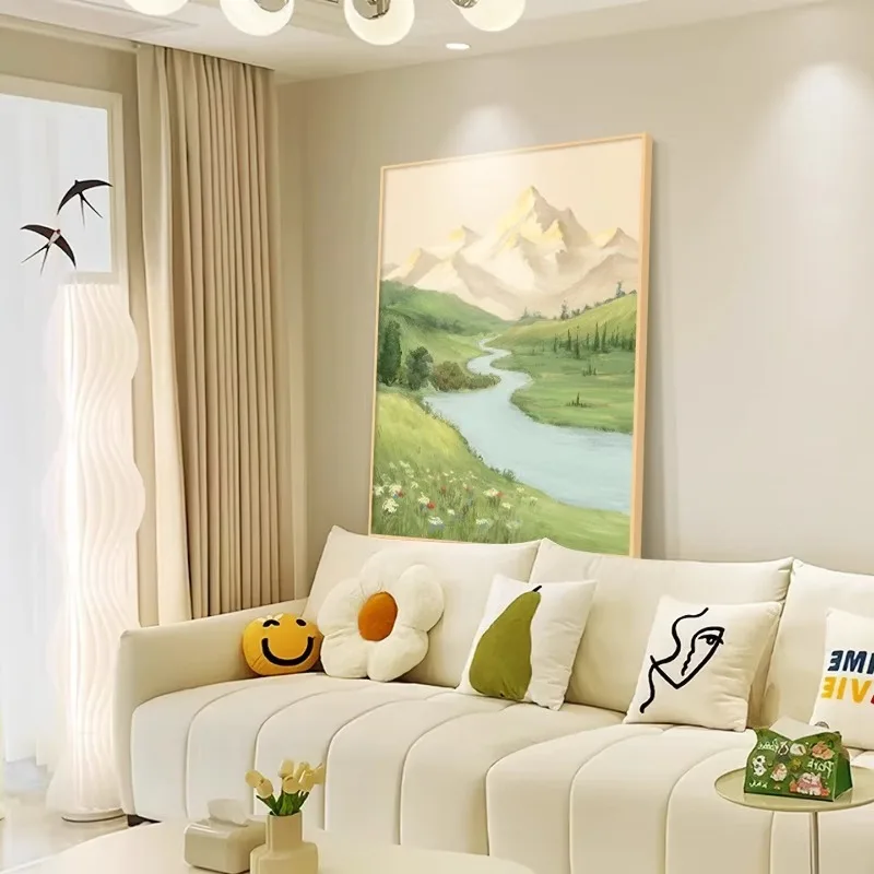 

Decorative painting cream style sofa background wall hanging painting entrance mural