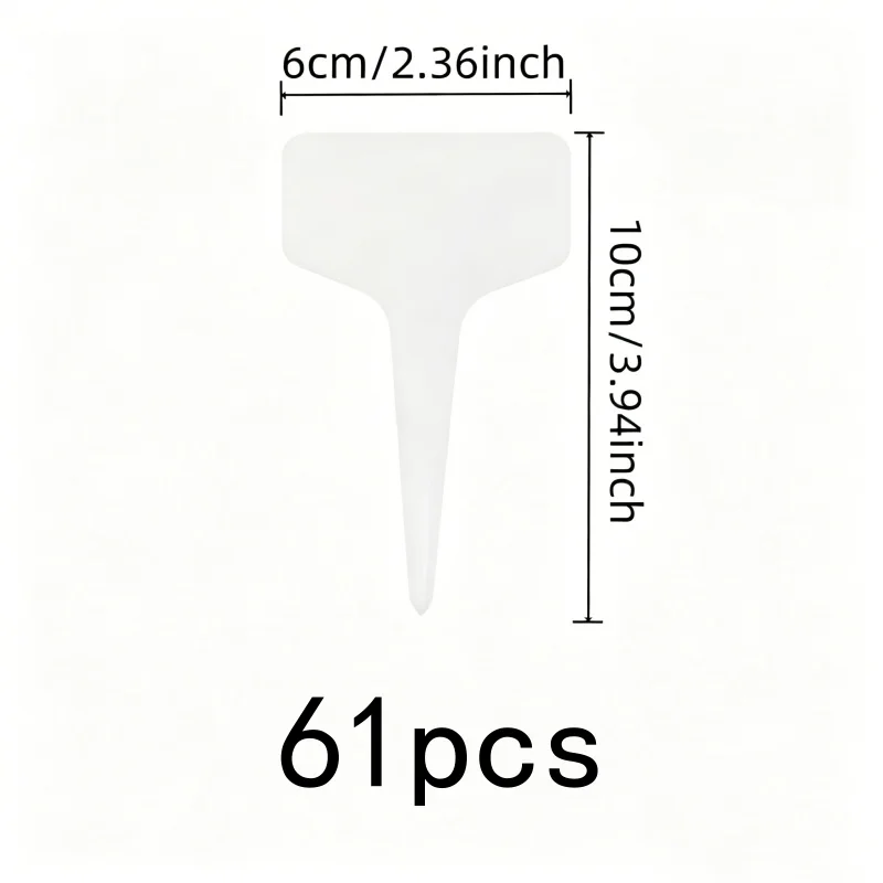 61 pcs T-Shape Plant Markers, Smooth Writable Surface and White T-Shape Design, ideal for Outdoor Garden Marking