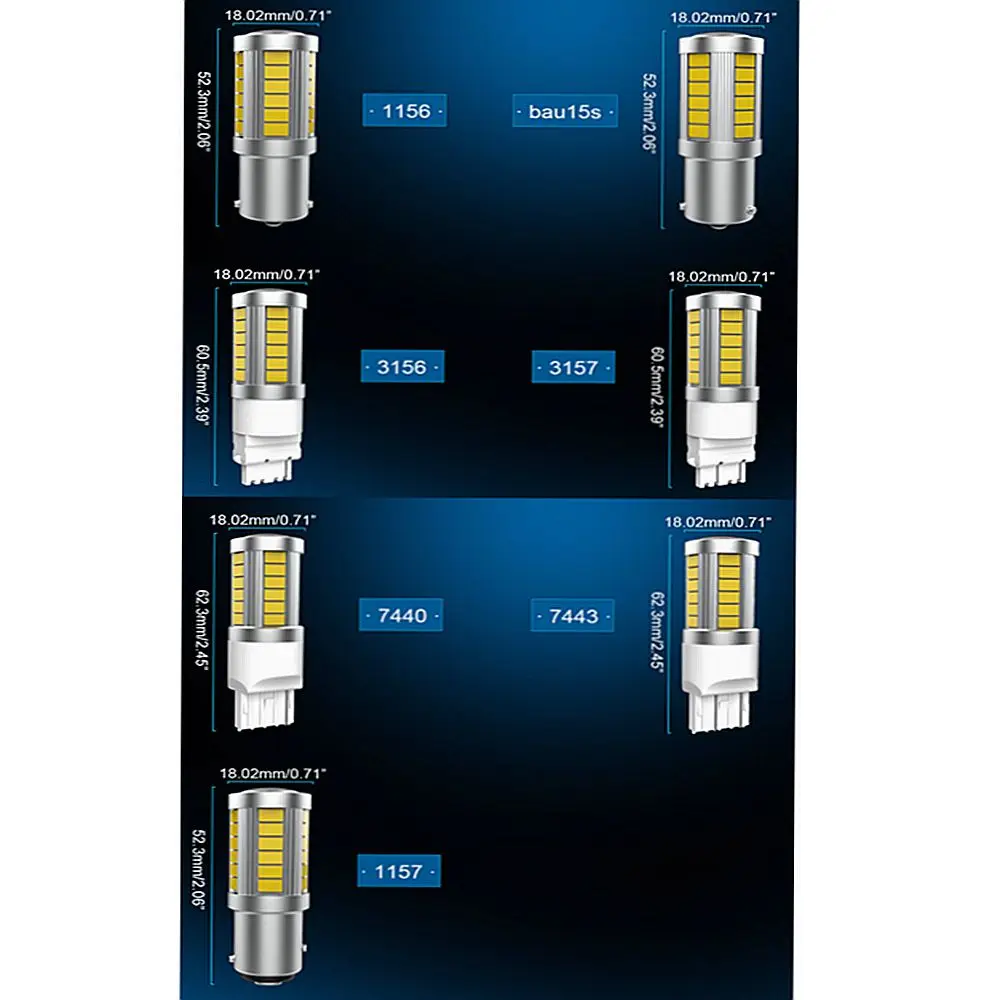 2x BA15S P21W LED Canbus 1156 S25 3156 3157 T25 P27W P27/7W LED Bulbs Car Turn Signal Reverse Brake Light DRL White Red Orange