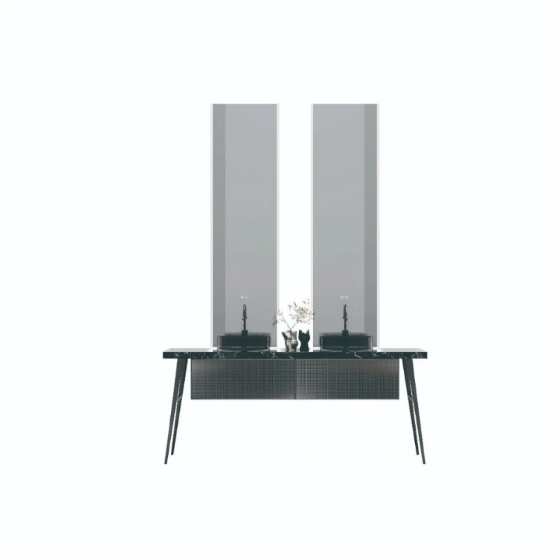 Nordic double basin vertical LED mirror washbasin single basin combination washbasin