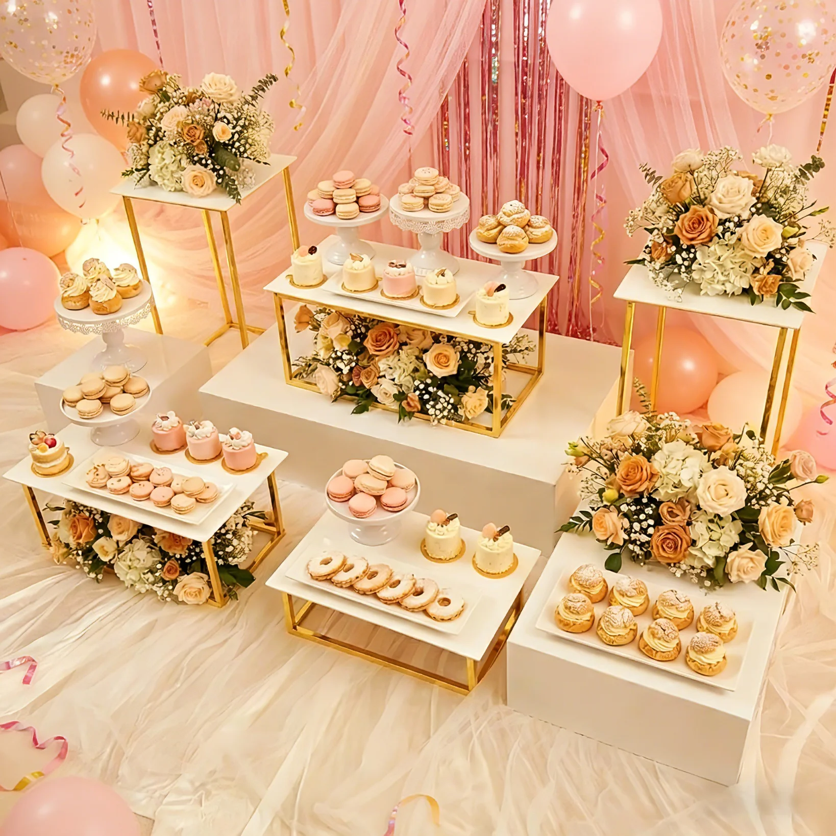 

Набор из 10 предметов: роскошные подставки для десертов в европейском стиле — геометрические золотые рамы для презентации тортов и выпечки