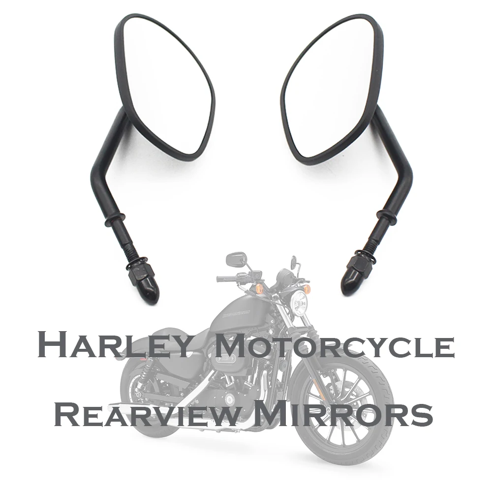 Pokhaomin Black Tapered Teardrop Rearview Mirrors for Harley Davidson Cruiser Chopper Custom XL883 Street Bob Touring