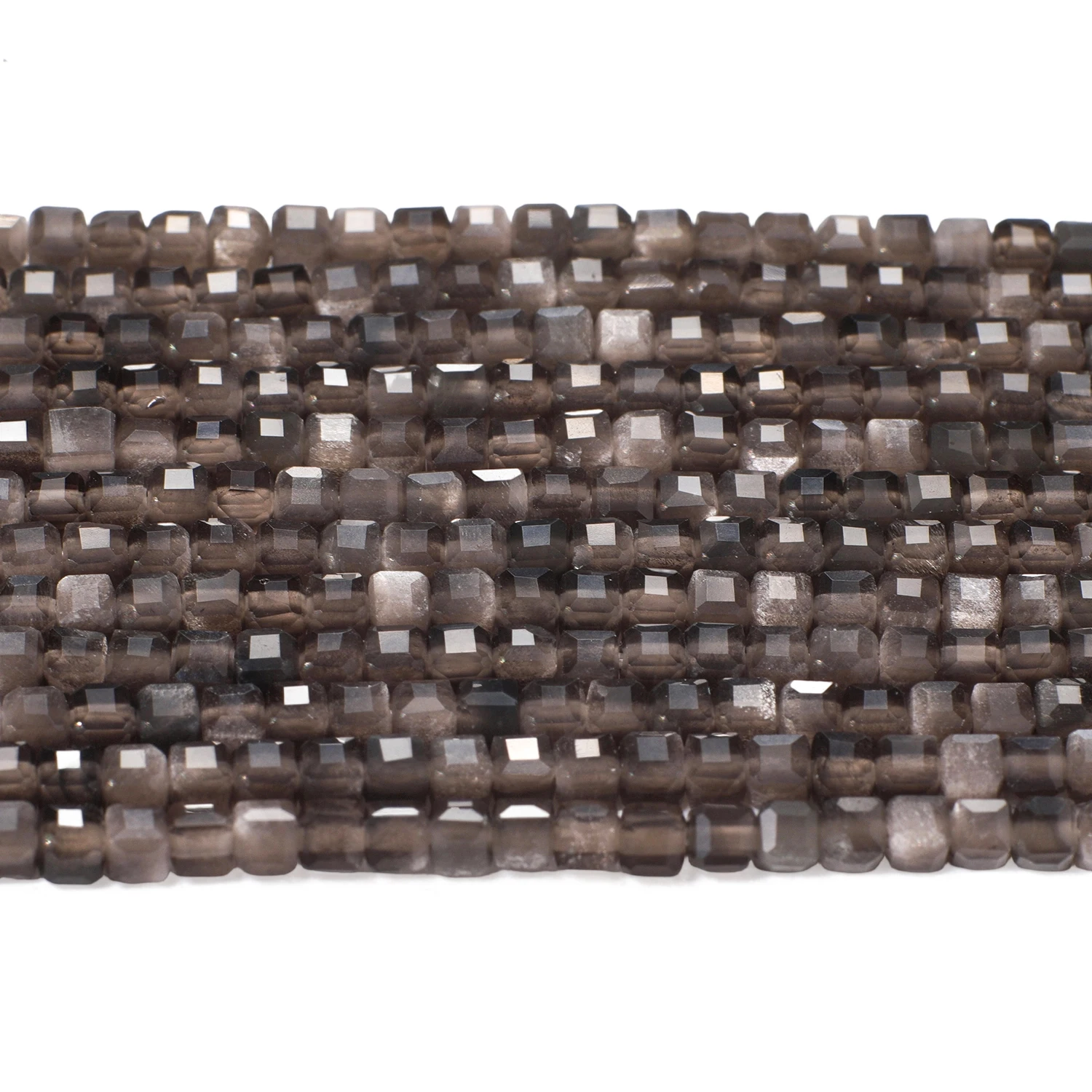 Faceted Natural Silver Color Obsidian 2mm Square Cube Shape Beads for Jewelry Making Diy Bracelet Necklace Beading Accessories