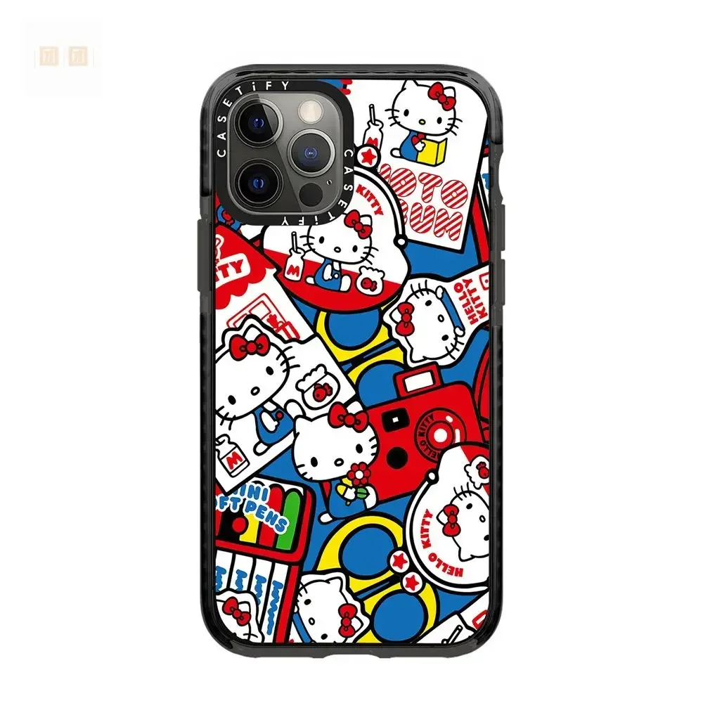 Sanrio Cute Cartoon Hello Kitty Phone Case Anime Kawaii Simple All-Inclusive Painted Soft Case for IPhone 12 13 14 15 16 Pro Max