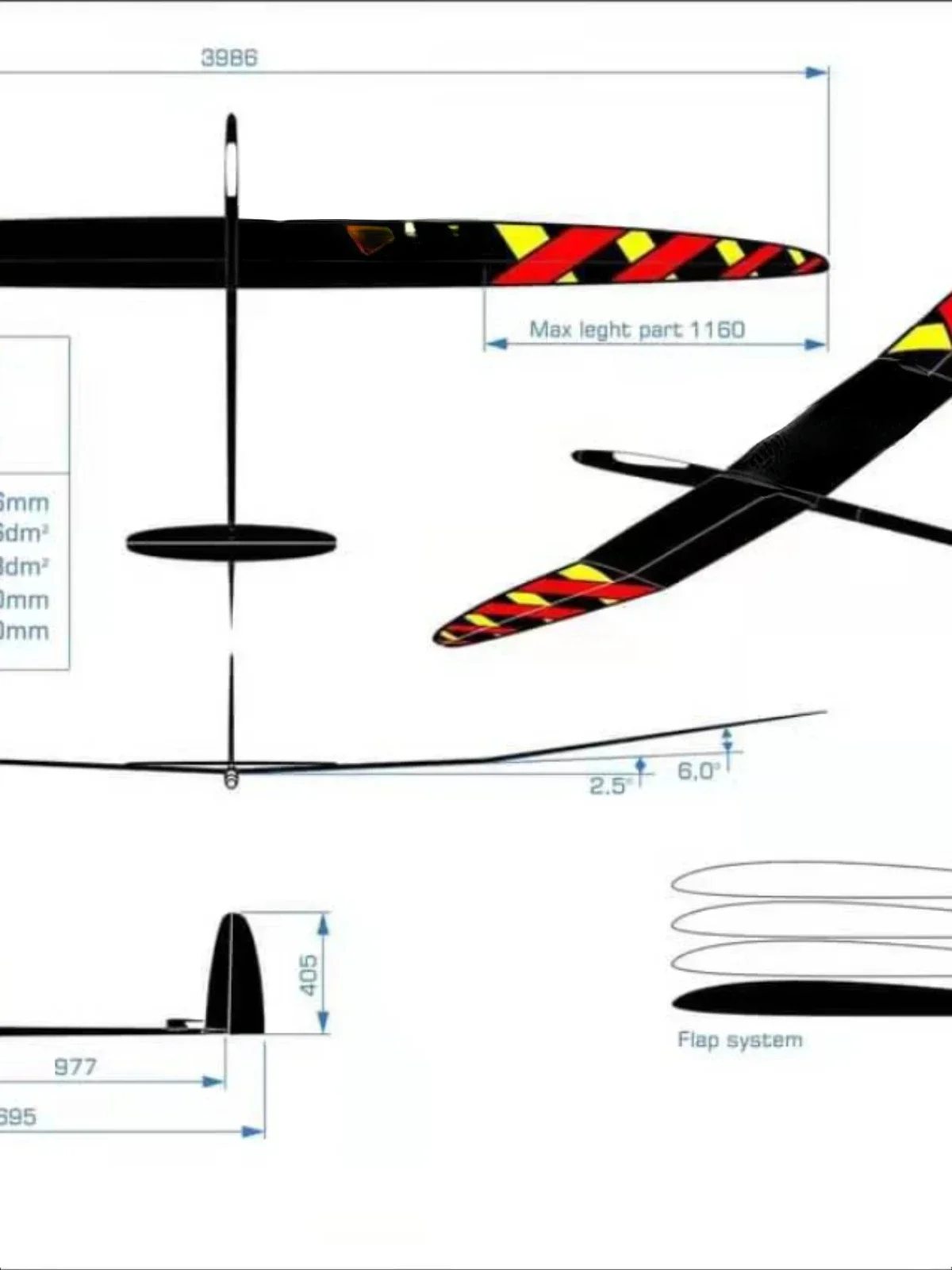 Applicable to Phonenix DF Phoenix Remote Control Aircraft Glider F5j Wingspan 3986mm Carbon Fiber Composite Material