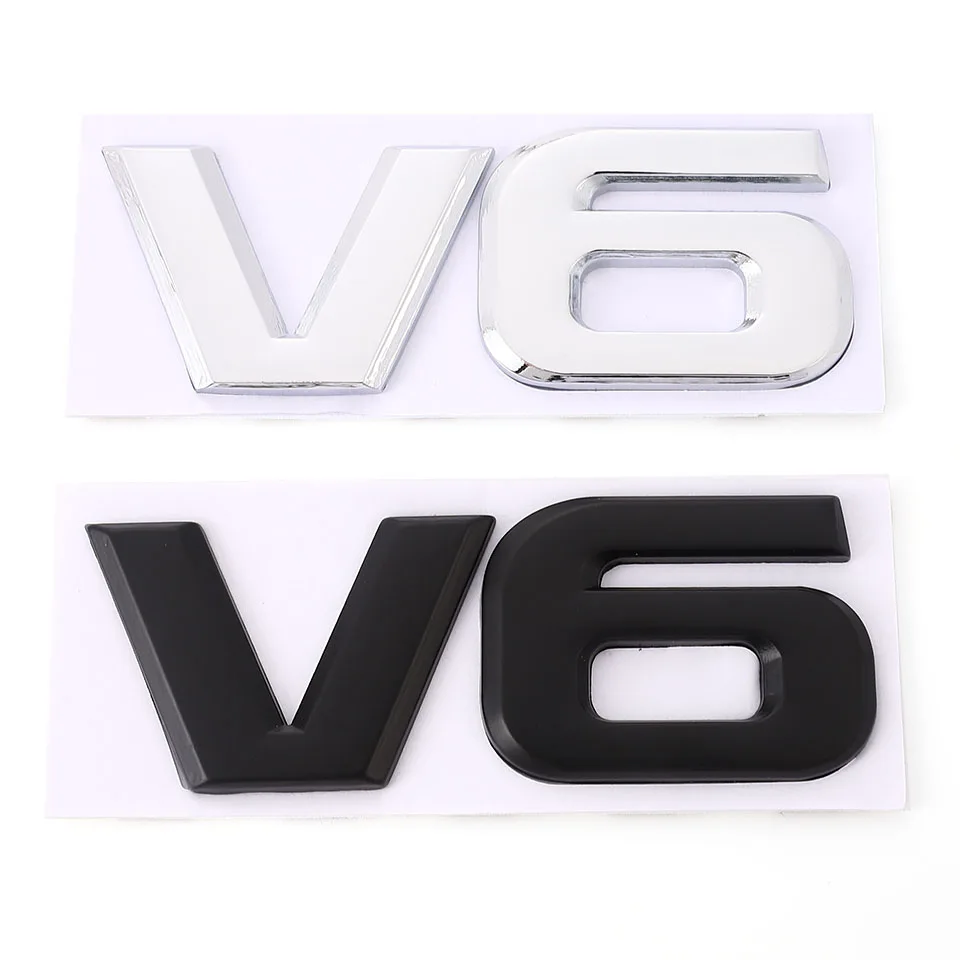 

3D Metal V6 V8 Car Stickers Emblem Badge Decal for BMW Audi Ford Focus Honda Toyota Suzuki Skoda KIA Nissan Mercedes Lexus Volvo