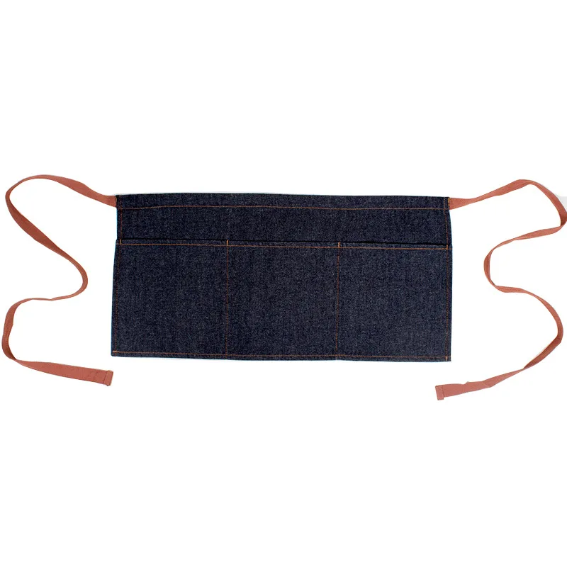 

Trendy Restaurant Denim Apron With Customizable Logo And Text For Professional Kitchen Staff