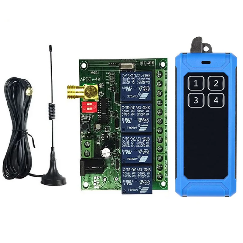 

2000m DC12V 24V 4CH Wireless Remote Control LED Light Switch Relay Output Radio RF Transmitter And 433 MHz Receiver For garage