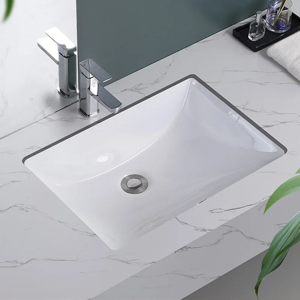 for CUPC Home Hotel Project White Rectangular Undermount Ceramic Bathroom Sinks Under Counter Hand Wash Basin Bathroom Wash Sink