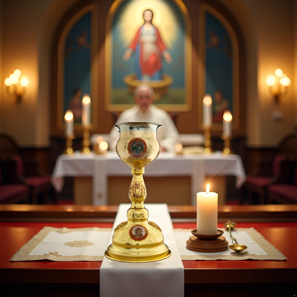 HTISOK Orthodox Chalice Gold-Plated Zinc Alloy Chalice Mass Supplies Gift for Priest Easter Church Family Prayer Corner
