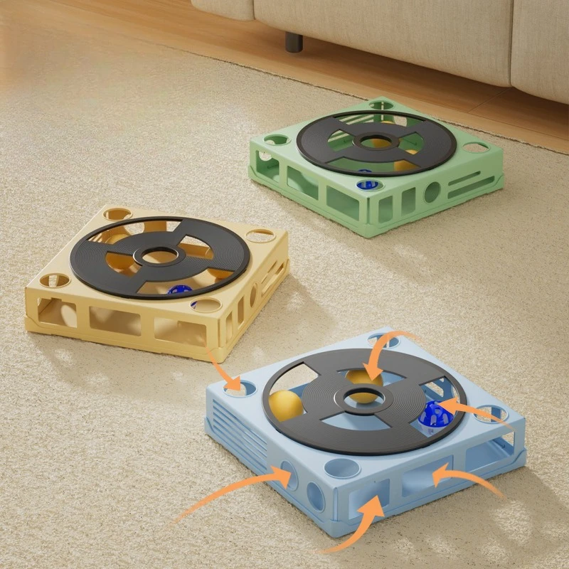 Pet toy cat rotating disc track self-amusement and relaxation toy creative record player hole-punching toy to entertain cats