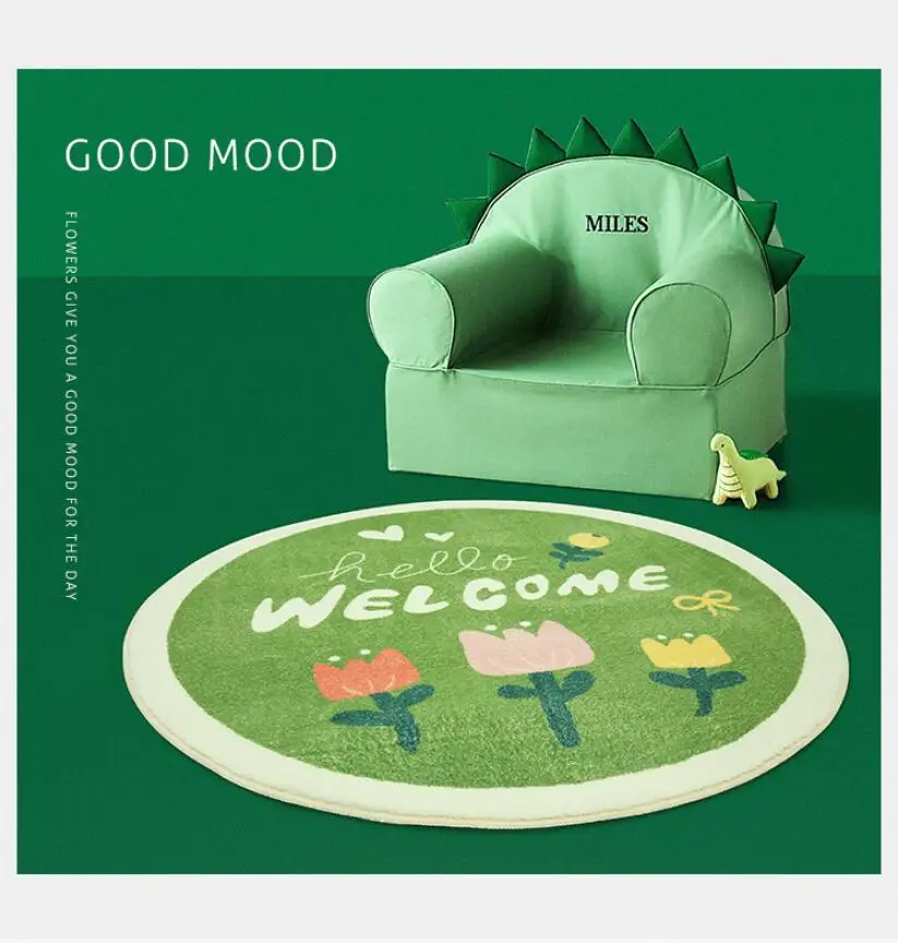 Light Luxury Rugs for Bedroom Fleece Green Round Carpets Living Room Decoration Carpet Cloakroom Lounge Rug Home Decor Chair Mat