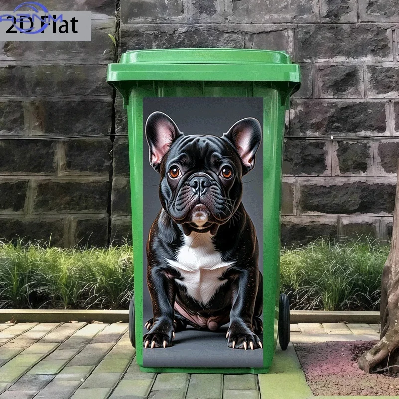 1pc of Trash Can Sticker, 37×82 Cm, Featuring a Cute Sitting French Bulldog Design, Self-Adhesive Wall Decoration for Kitchen