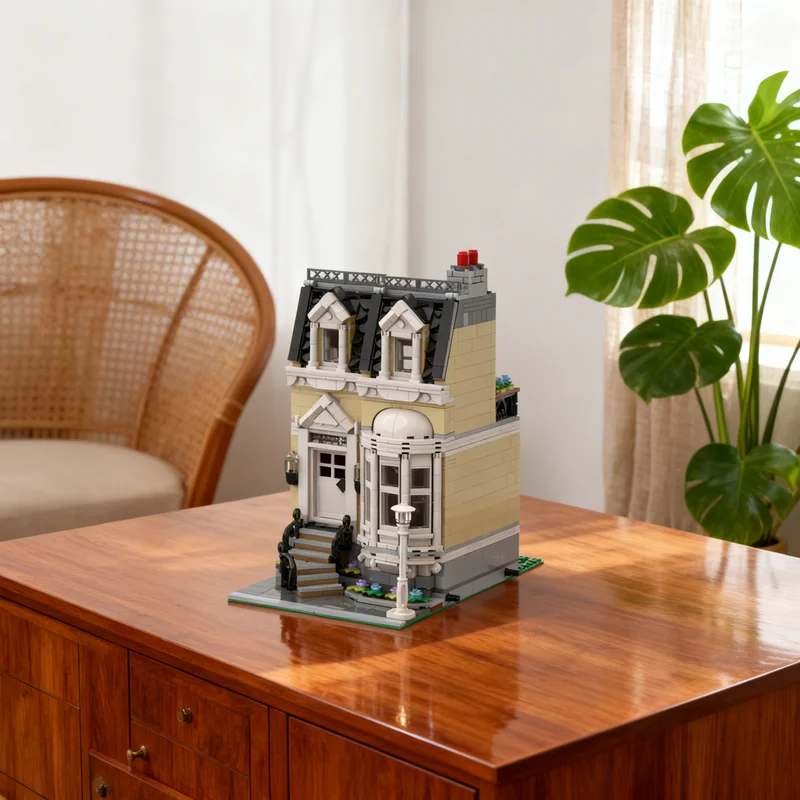 

932pcs MOC Town House Tan Edition Modular Streetscape Model Building Blocks Toy Gift Creative Display Collectible Desk Premium