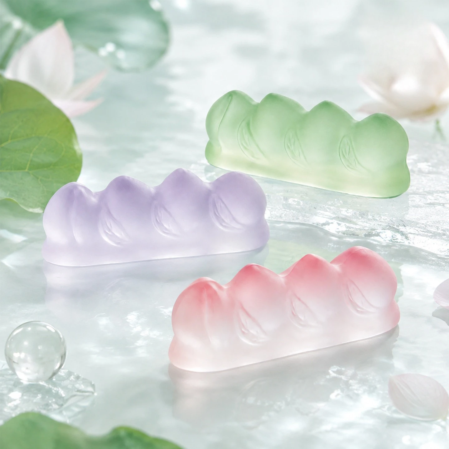 Peach Shaped Crystal Glass Brush Rest for Chinese Calligraphy - Creative Paperweight Brush Holder Stand Gift for Art Lovers