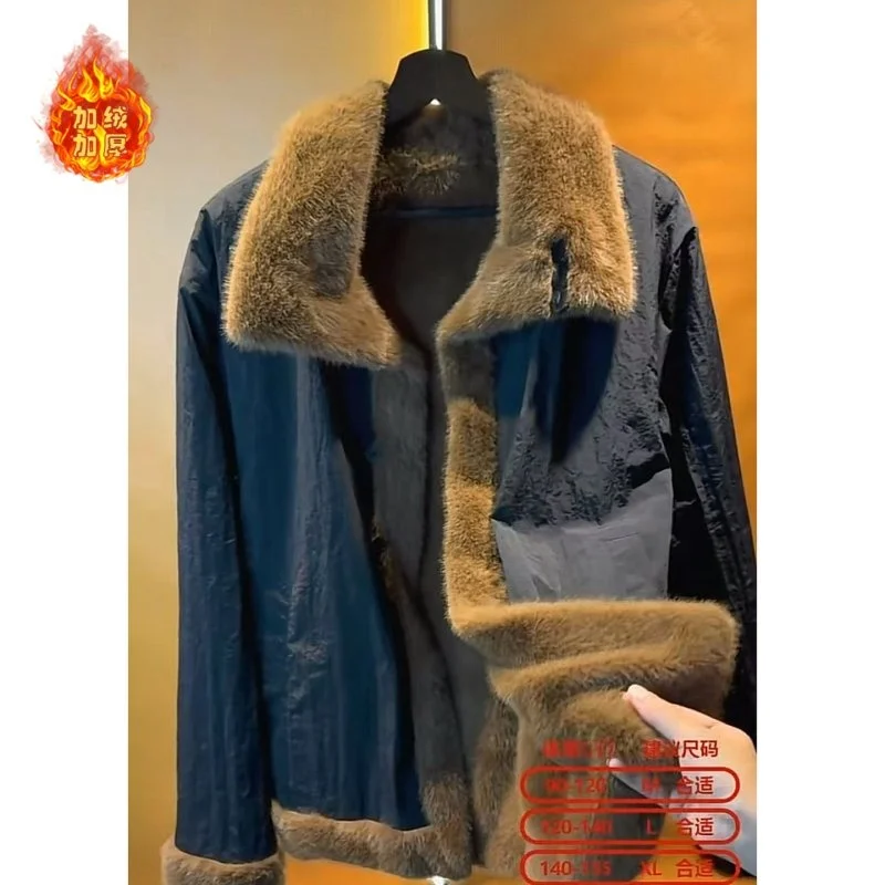 

Winter Thiened Fce Lined Jaet Men's Casual Stand Collar Warm Outerwear High Quali Polyester Fabric Long Sve Zippe...