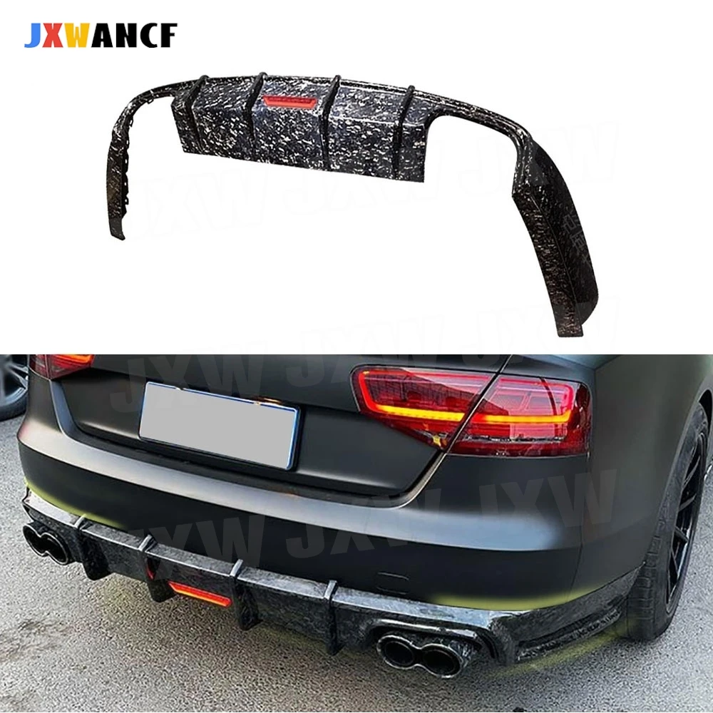 

JXWANCF кованый карбоновый задний бампер автомобиля, диффузор с подсветкой для Audi A8 2010-2013, задний диффузор автомобиля