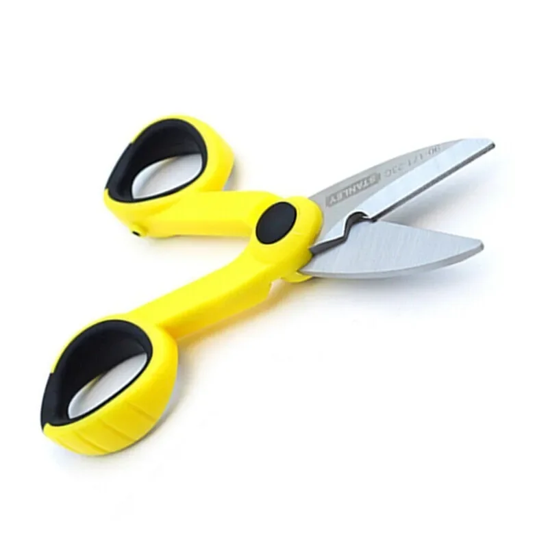 STANLEY 90-171-23C Two-Color Handle Electrician Scissors 140mm Hand Tools Wire Cutting and Stripping Multifunctional Scissors