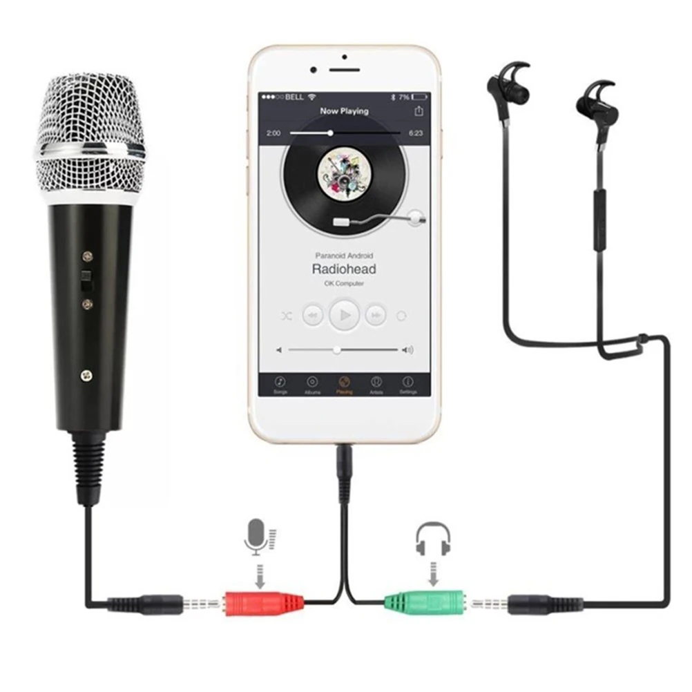 

Karaoke Microphone Set 3.5mm Computer with Stent Live Broadcasting Black Desktop