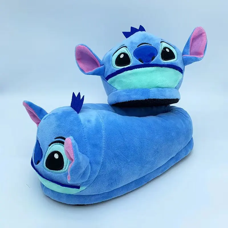 Disney Stitch Cartoon Home Plush Slippers Anime Character Winter Warm Non-slip Soft Sole Cotton Slippers Christmas Gifts for Kid