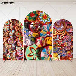 Traditional Ethiopian Floral Prints Mexican theme Party Arch Backdrop Wall Africa Colorful Basket Birthday Arched Cover Banner