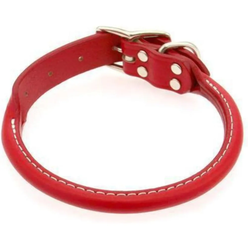 طوق كلب جلدي عريض 1 بوصة باللون الأحمر بطول 24 بوصة، مصنوع يدويًا في الولايات المتحدة الأمريكية، إكسسوار متين وأنيق للحيوانات الأليفة #3