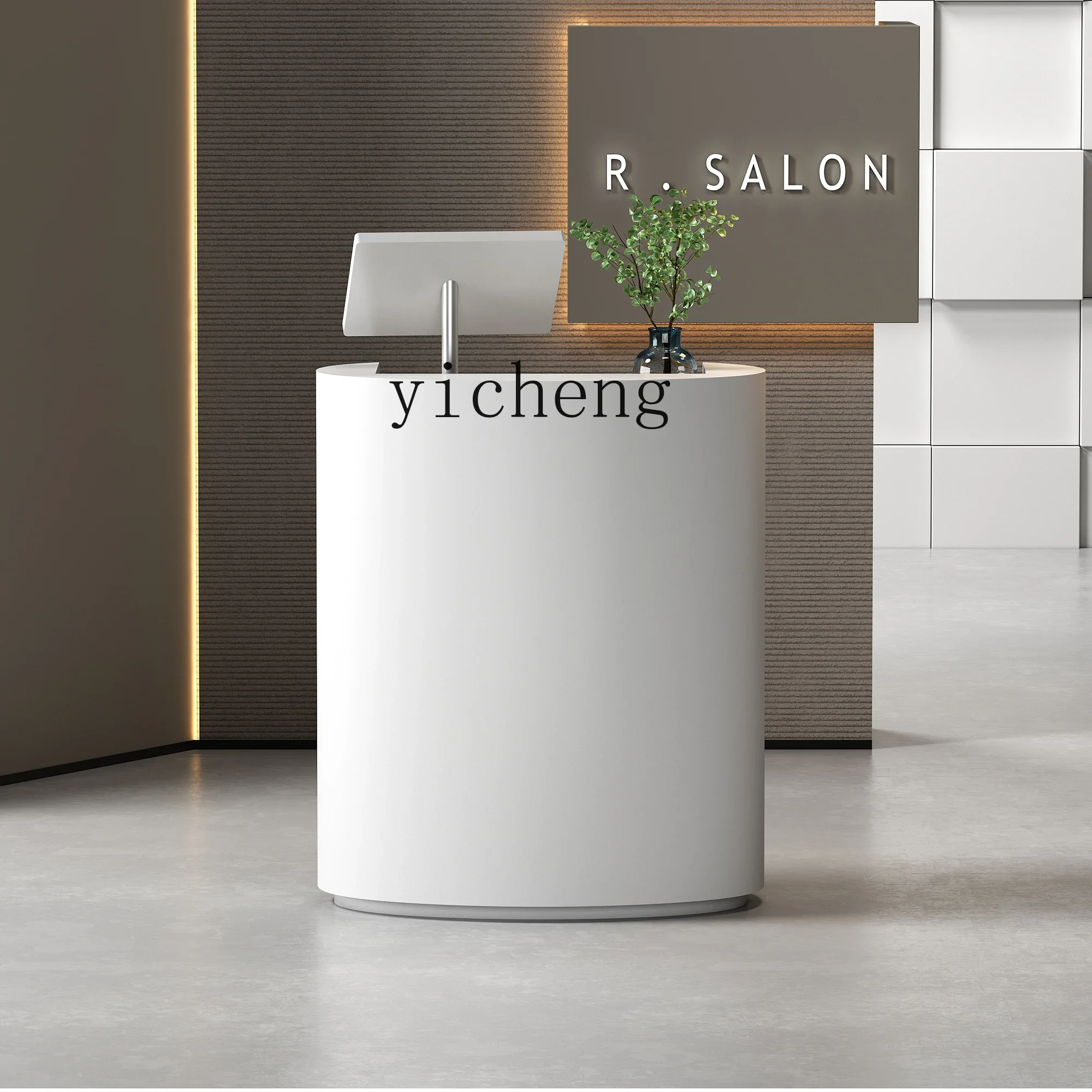 ZF Simple Clothing Store Exhibition Hall Front Desk Pure White Reception Desk Beauty Salon Shop Cashier