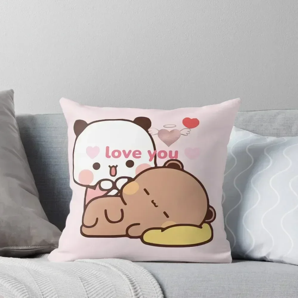 

Baby Panda Bear Brownie Sugar True Love BuBu DuDu Mochi Milk peach Valentine xmas goma Couple v8 2024 Throw Pillow