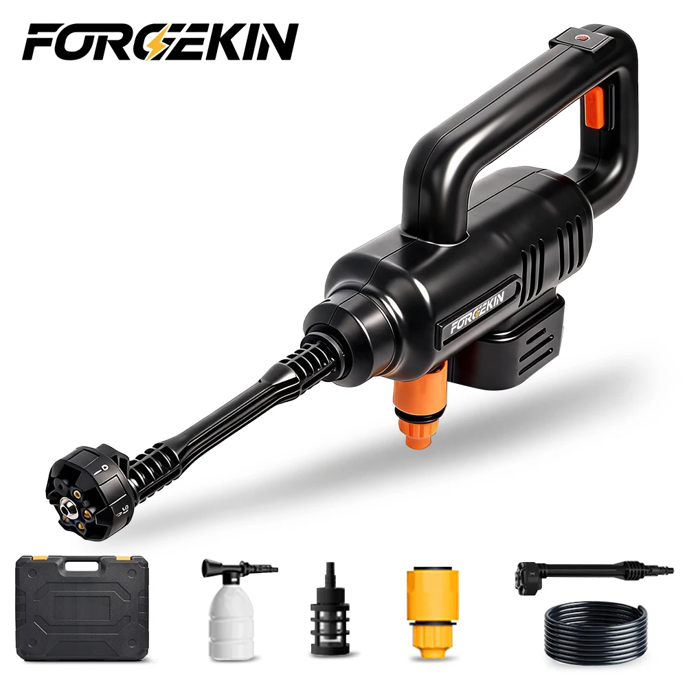 FORGEKIN 20V Wireless High Pressure Washer Gun 6in1 Cordless Spray Gun Car Garden Washer Tool For Makita 18V Battery Pin