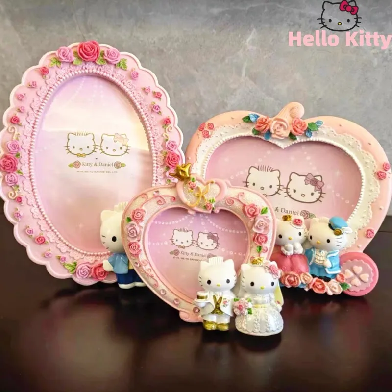 Sanrio Hello Kitty Pumpkin Carriage Resin Photo Frame Cartoon Posters Hanger Anime Decoration Desktop Ornaments Crafts Gifts