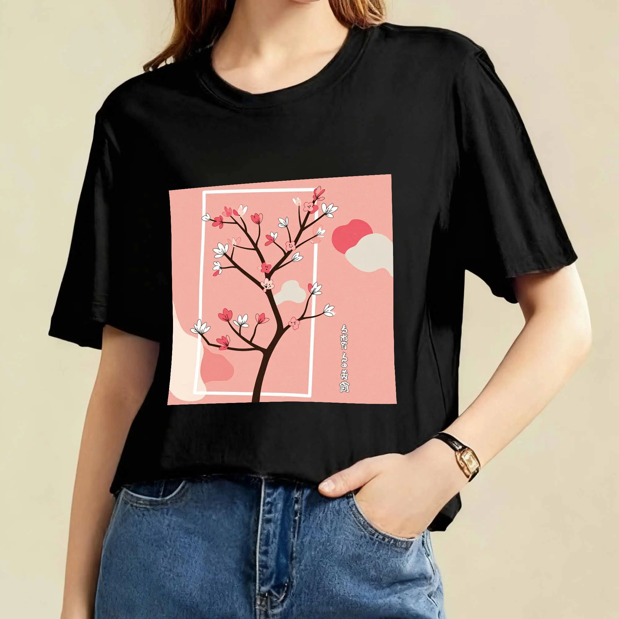 

Floral Print Women's T-Shirt Soft Cotton Short Sleeve Tee