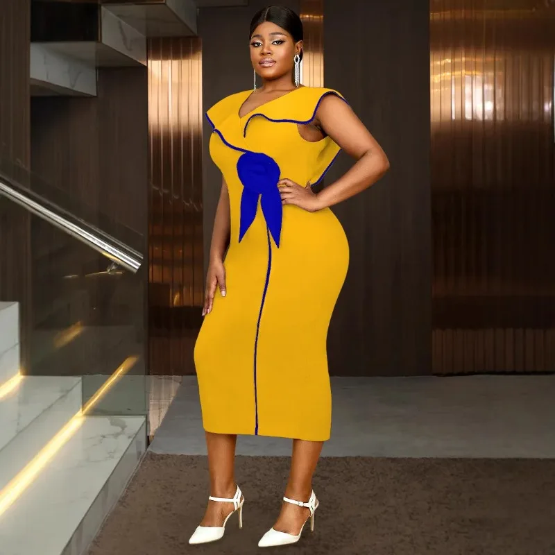 

Dashiki Plus Size African Dresses for Women Autumn Elegant Sleeveless Party Evening Bodycon Long Dress S-4XL Africa Clothing