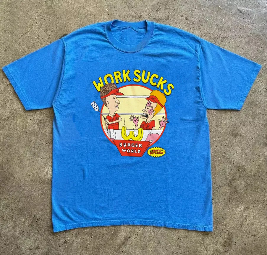 

Beavis and Butthead Work Sucks T Shirt Full Size S-5XL