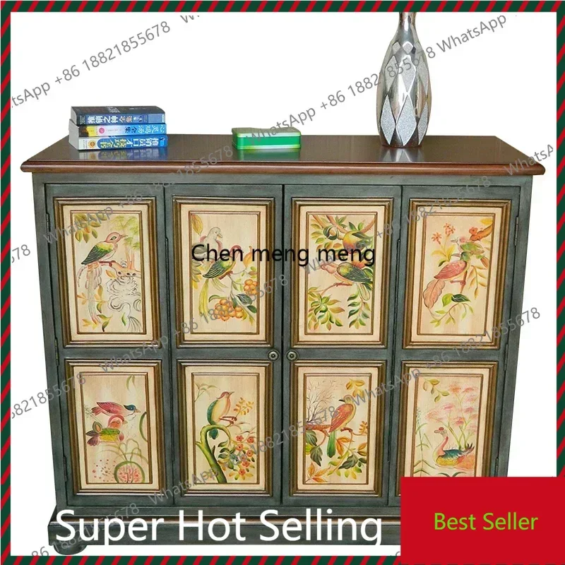 

ZZRetro foyer entrance cabinet, dining side cabinet, American rural pastoral storage cabinet