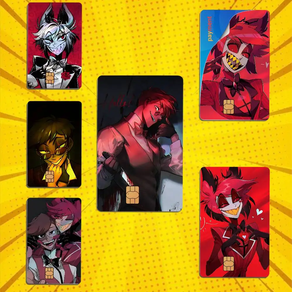 Evil H-Hazbin A-Alastor Laser shimmer Credit Card Skin Party Stickers For Visa Bank Card Bus Metro Access Card Pvc