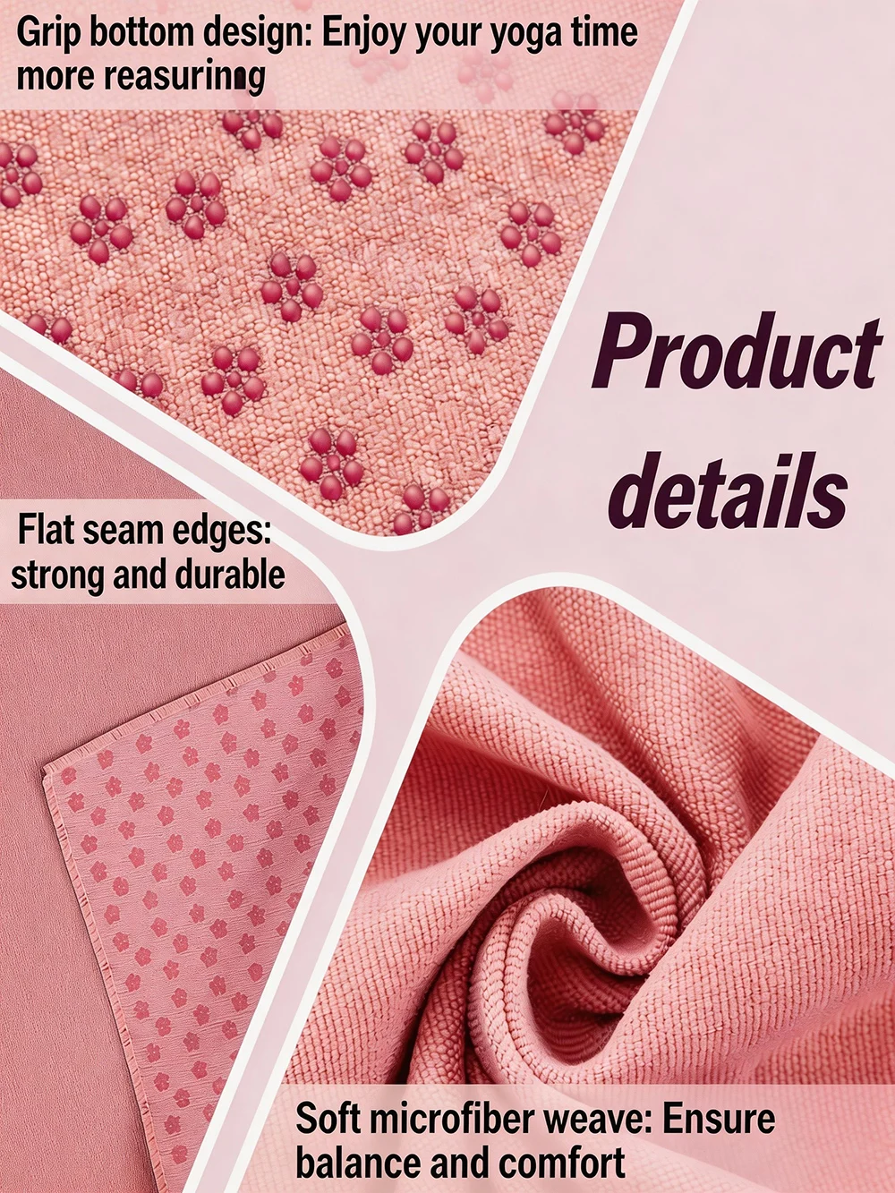 Non Slip Yoga Towel 72"x24" Microfiber Yoga Mat Cover with Silicone Grip Dots, Ultra Absorbent Sweat-Proof Exercise Pilates Blan - view 4