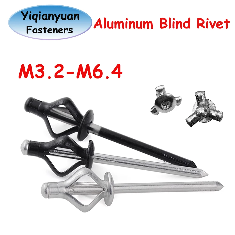 

Yiqianyuan Aluminum Alloy Core-Pulling Pull Rivets Claw Rivets Folding Lantern Type Blind Rivet Assorted Sizes M3.2-M6.4