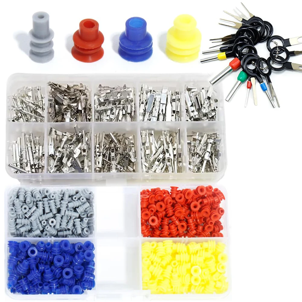 600PCS 1.0/1.5/3.5mm Automotive Electrical Terminal Connectors, Wire Pin Disassembly Kit, Non Insulated Male And Female Crimping