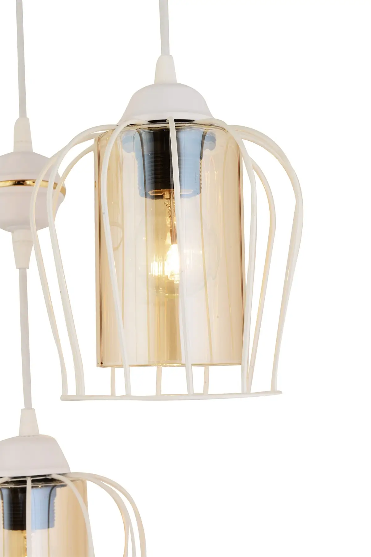 White Modern down pendant chandelier with 2-piece white Modern down facing chandelier