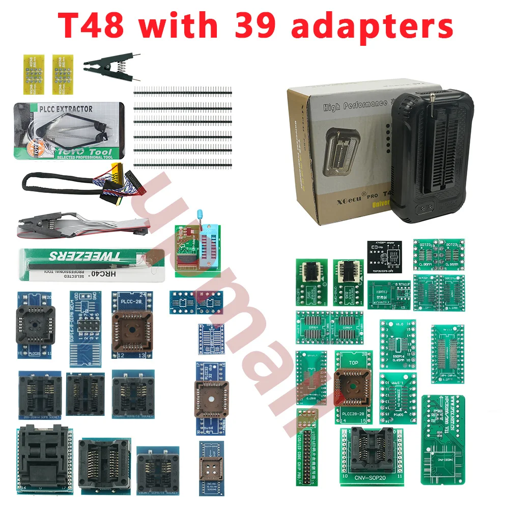 100% Original V12.67 XGecu T48 Programmer with 39 Adapters Support 35000+ ICs for PIC/NAND Flash/EMMC TSOP48/TSOP56/BGA+