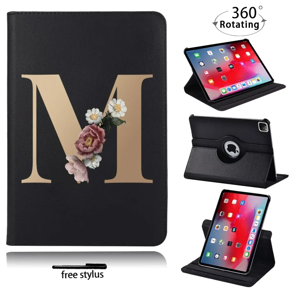 

Tablet Case for Apple IPad Air 4/Air 3/Air 1/Air 2 360 Rotating Shockproof Protective Case Letter Pattern Print + Free Stylus