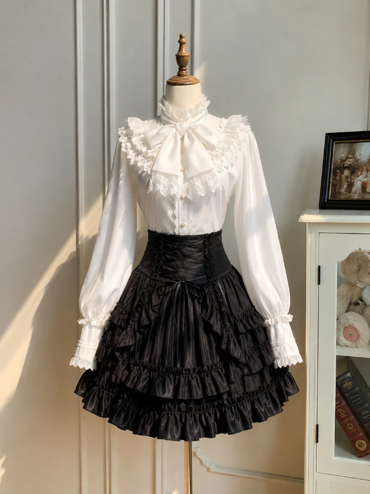 Women Elegant French Court Style Two Piece Suit Vintage Blouse Mini Skirt Retro Autumn Dinner Party Daily Street Fashion Clothes